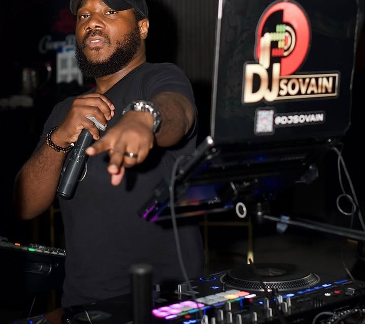 DJ Sovain behind the decks at Tech & Tunes
